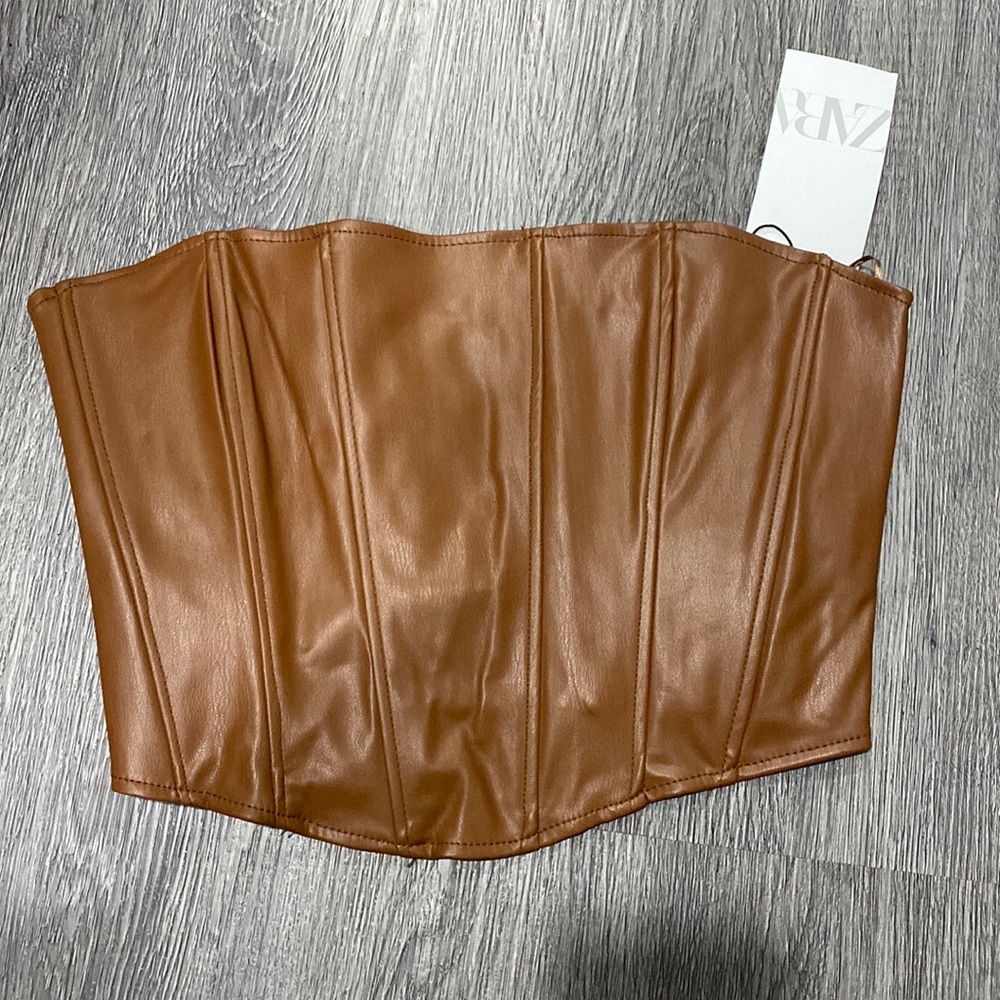 Brown pleather corset